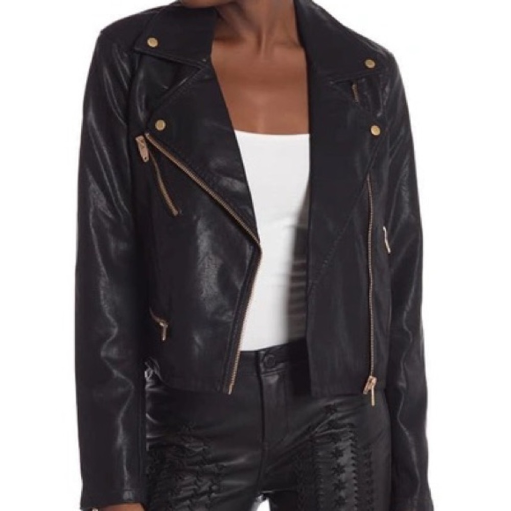 Blank NYC blackened rose leather jacket, size xs. NWT